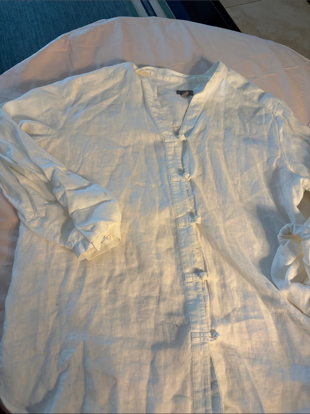 J. Jill Cream Linen Button-Front Shirt
